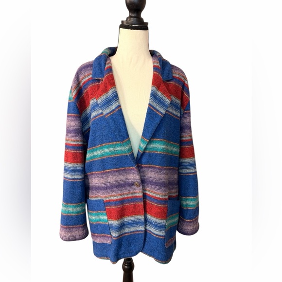 Vintage Jackets & Blazers - Vintage oversized blazer Colorful Striped